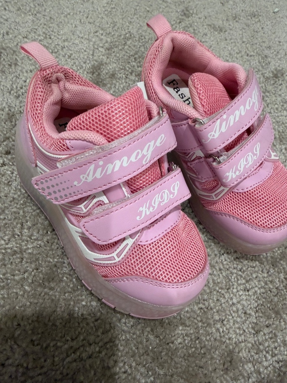 Kids Pink Mesh Velcro Sneakers